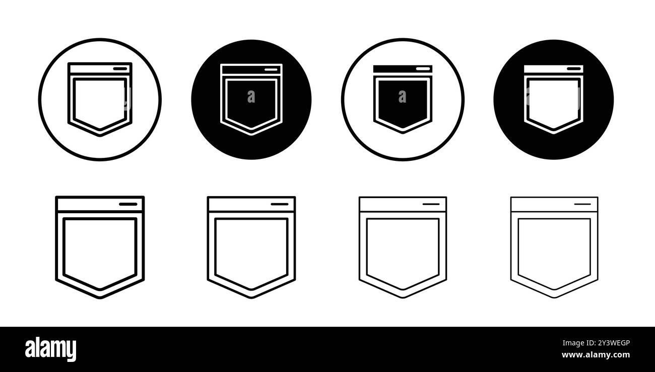 Pocket icon logo sign vector outline in black and white color Stock Vector