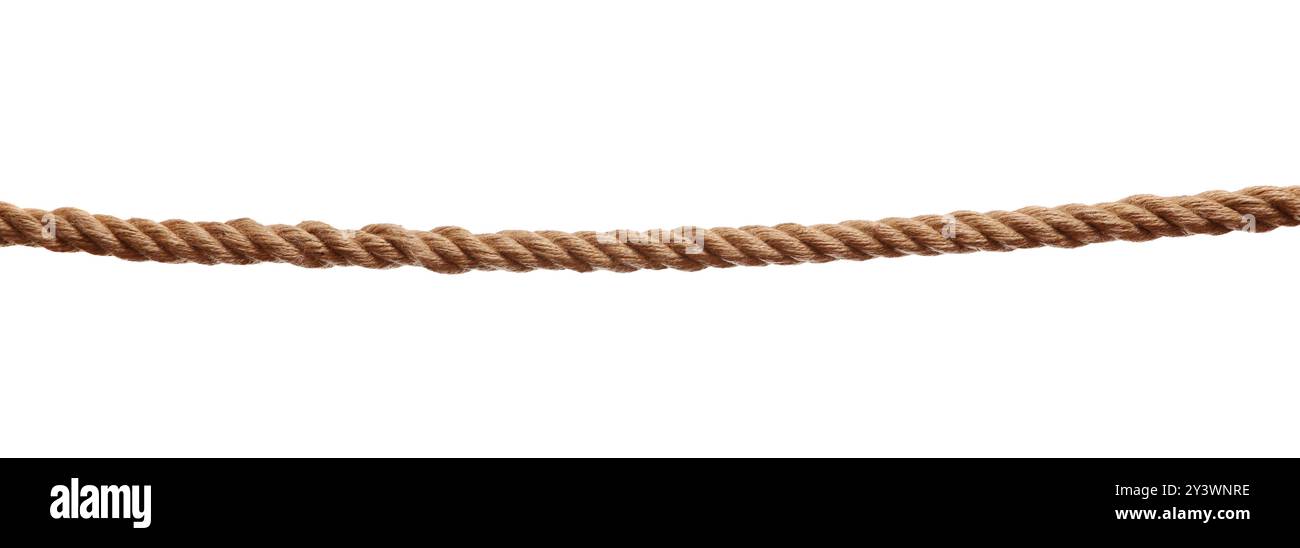 One brown braided rope isolated on white Stock Photo - Alamy