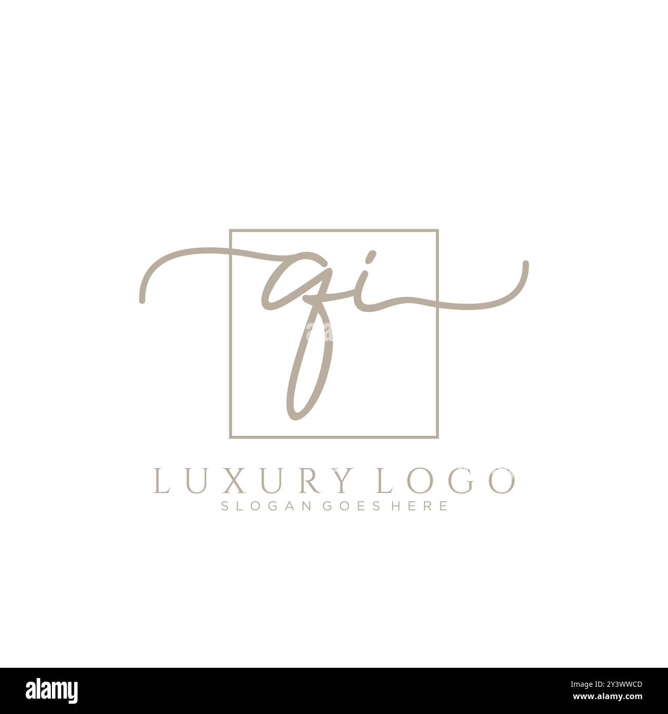 QI Initial handwriting logo design Stock Vector