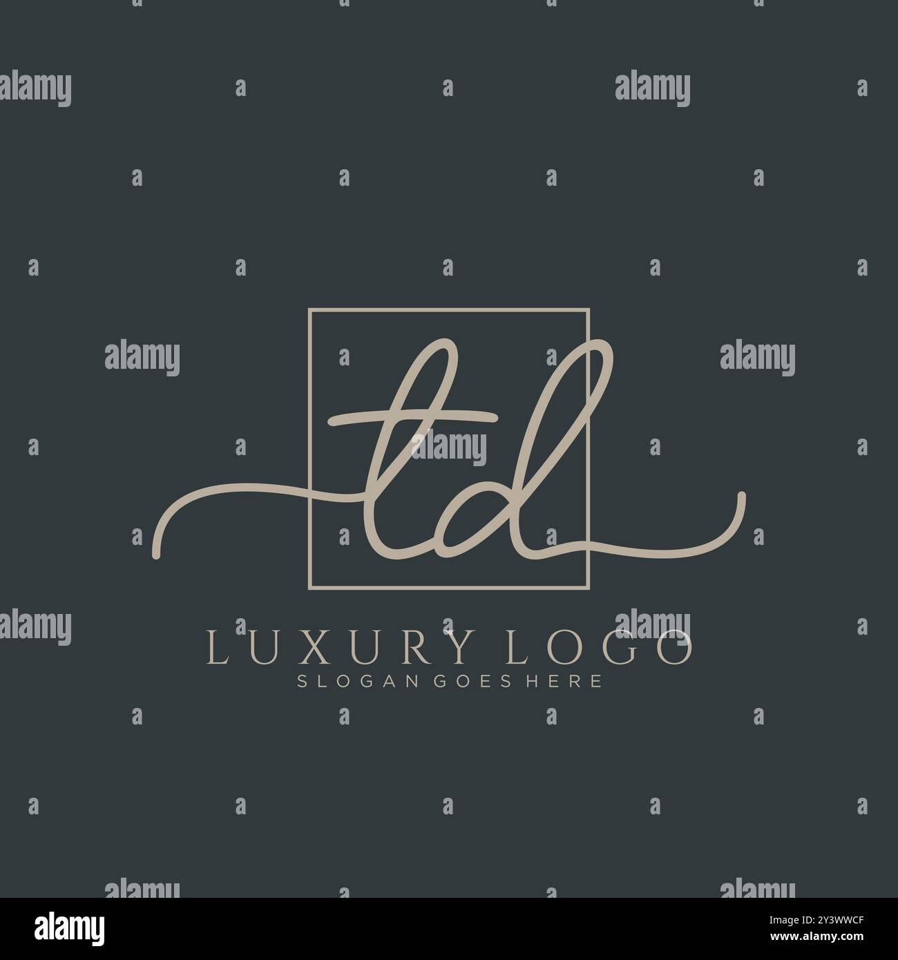 TD Initial handwriting logo design Stock Vector