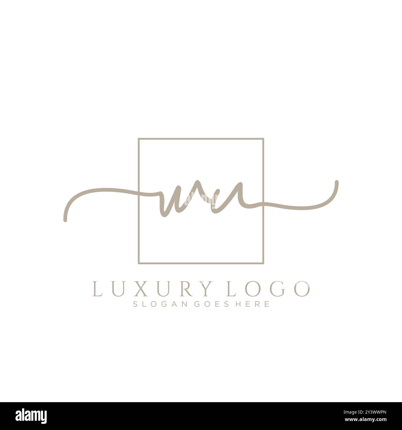 WU Initial handwriting logo design Stock Vector