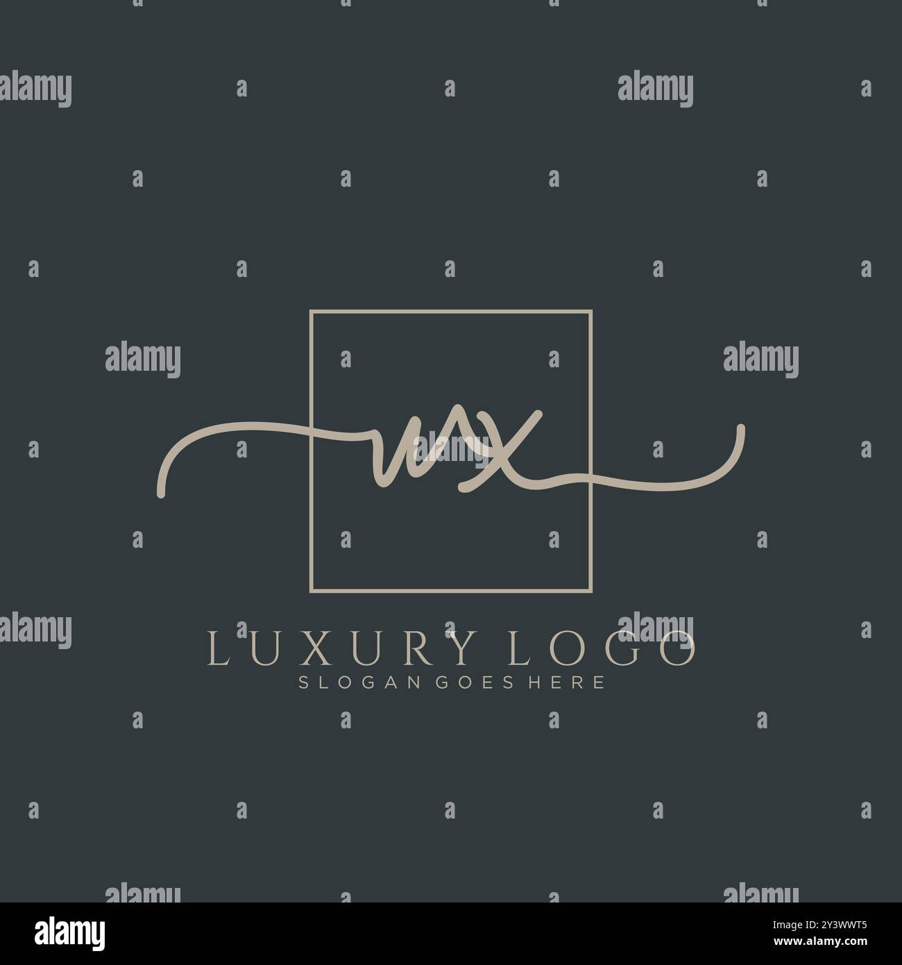 WX Initial handwriting logo design Stock Vector