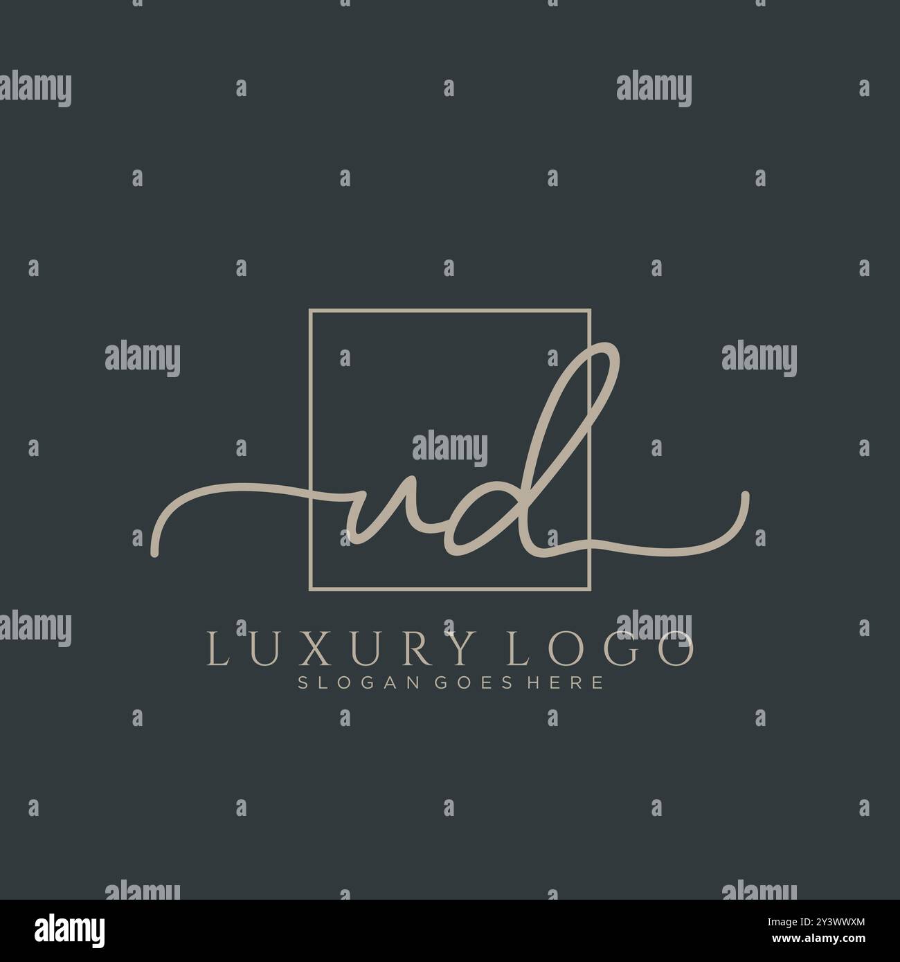 UD Initial handwriting logo design Stock Vector