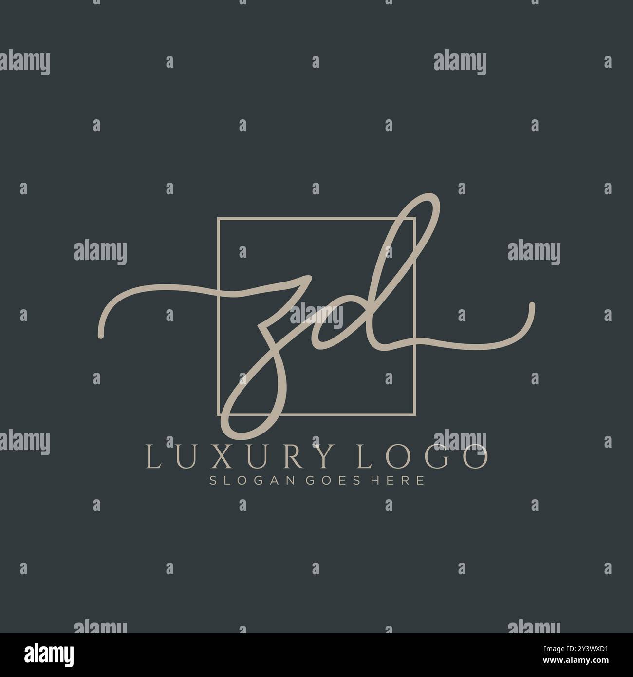 ZD Initial handwriting logo design Stock Vector