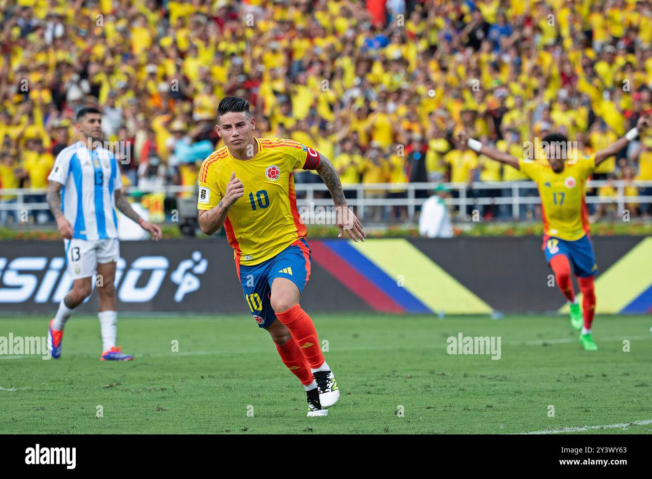 10th September 2024: Metropolitano Robert Melendez, Barranquilla, Colombia: FIFA World Cup 2026 qualification, Colombia versus Argentina: James Rodríguez of Colombia celebrates his goal Stock Photo