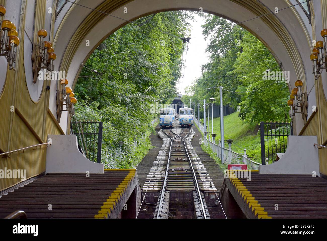 The funicular hill railway in Kyiv, Ukraine, May 2024 Stock Photo