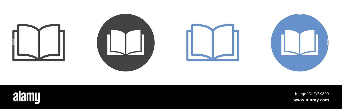 Book icon Vector symbol or sign set collection in black and white ...