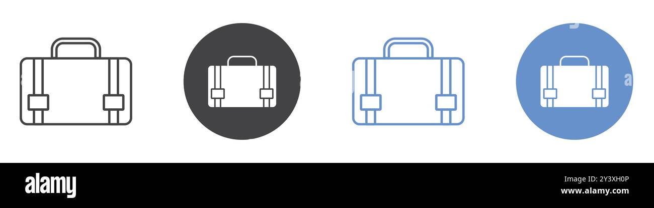 Briefcase icon Vector symbol or sign set collection in black and white ...