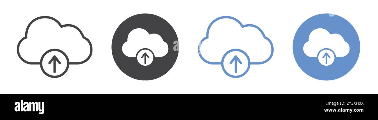 Cloud upload icon Vector symbol or sign set collection in black and ...