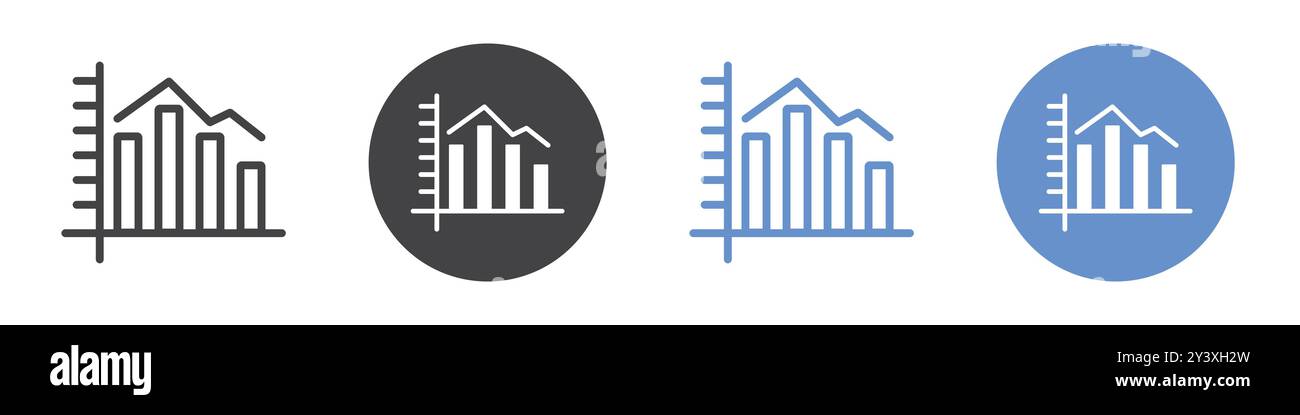 Chart histogram icon Vector symbol or sign set collection in black and ...