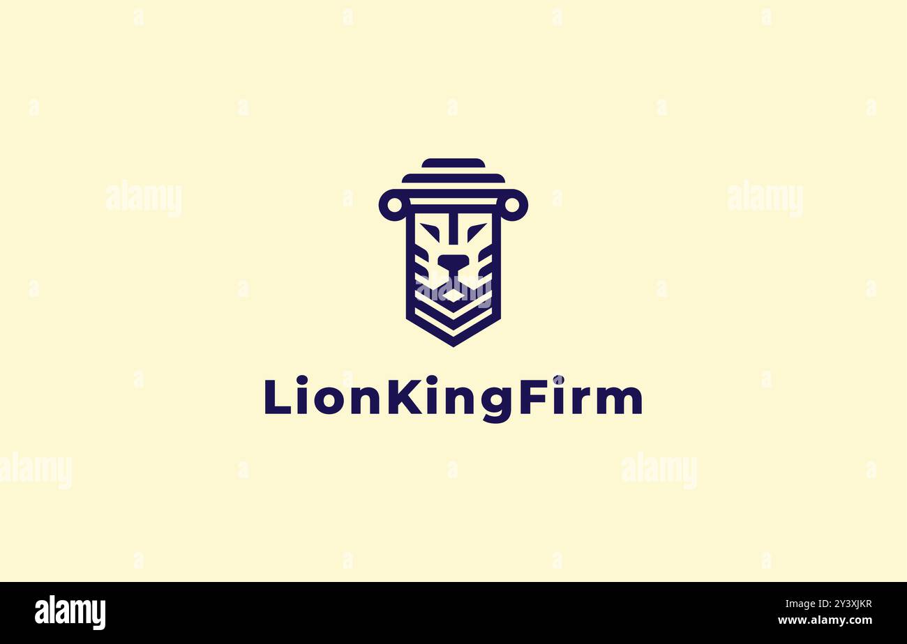 Logo Lion head and Pillar law, justice and judge. Lawyer, law firm, justice. Editable file Stock Vector