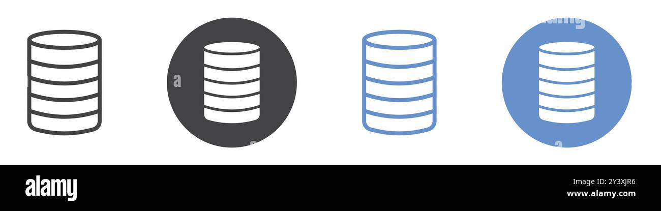 Database icon Vector symbol or sign set collection in black and white ...