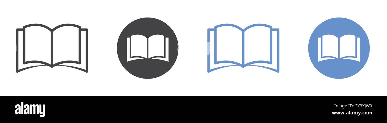 Book icon Vector symbol or sign set collection in black and white ...