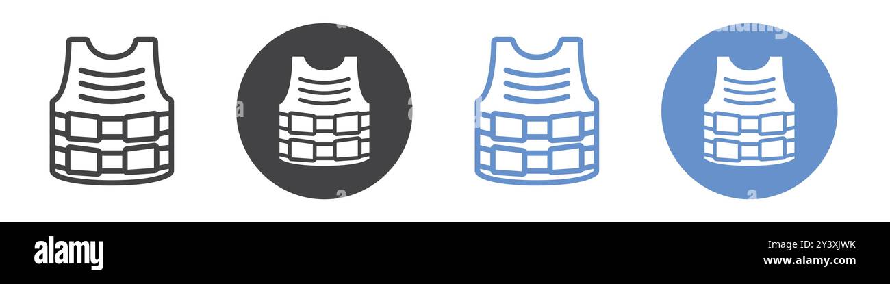 Bulletproof vest icon Vector symbol or sign set collection in black and ...
