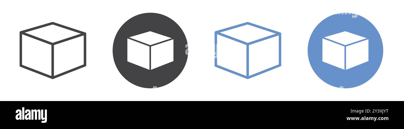 Cube icon Vector symbol or sign set collection in black and white ...