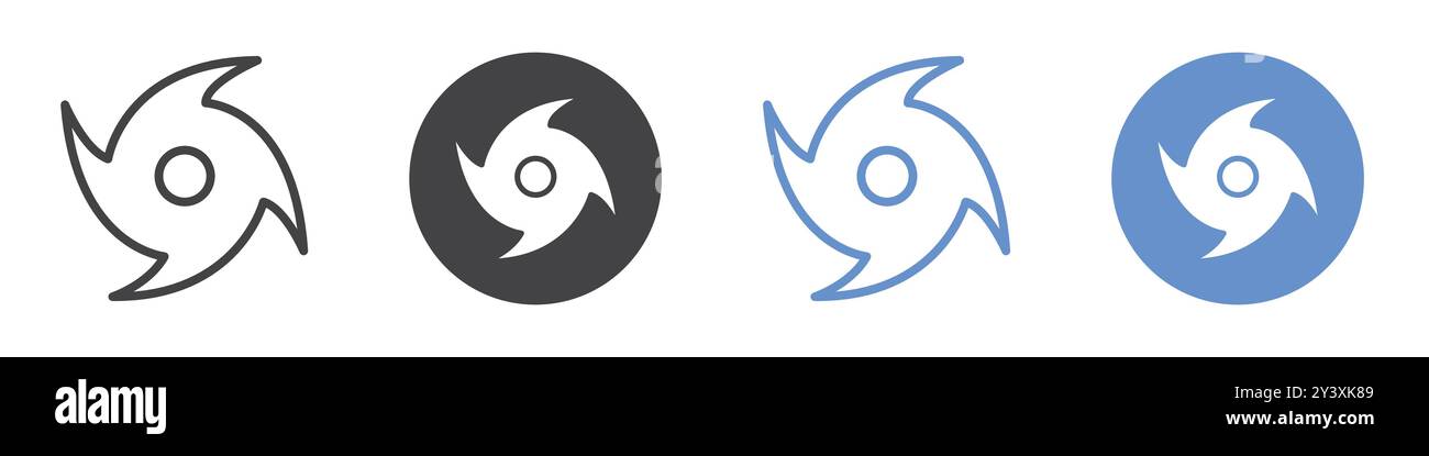 Hurricane icon Vector symbol or sign set collection in black and white ...