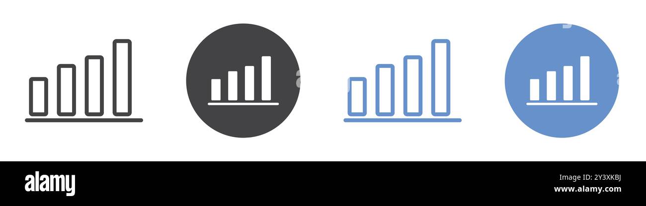 Chart icon Vector symbol or sign set collection in black and white ...