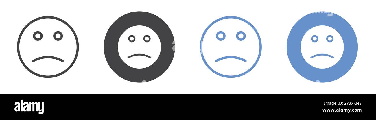 Sad icon Vector symbol or sign set collection in black and white ...