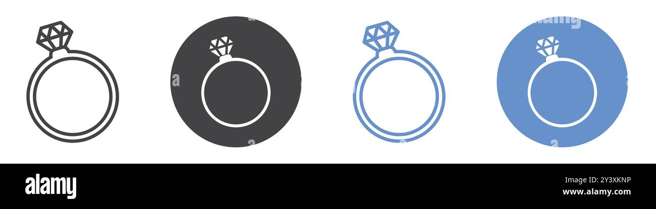 Diamond ring icon Vector symbol or sign set collection in black and ...