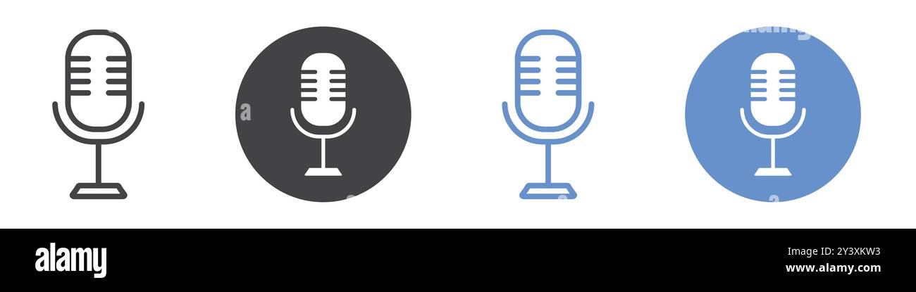 Microphone icon Vector symbol or sign set collection in black and white ...