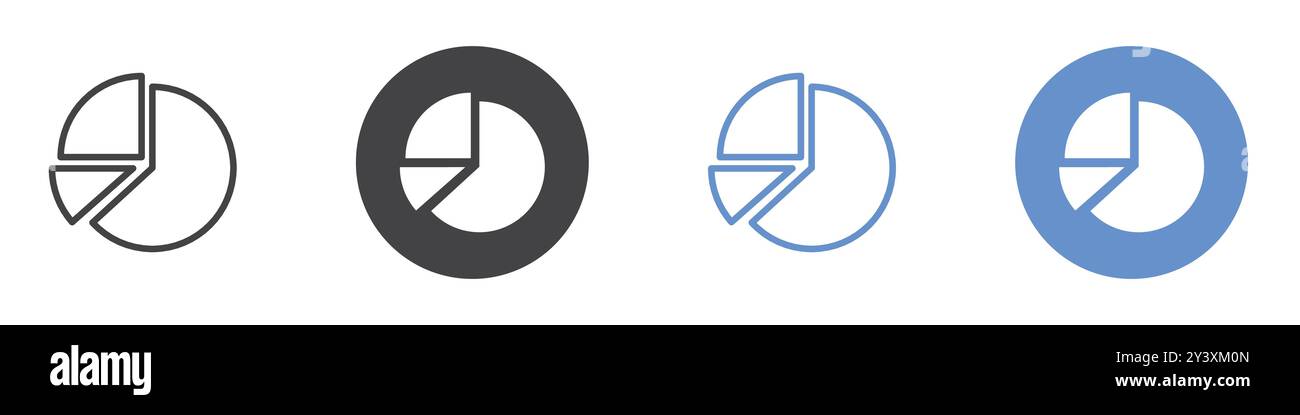 Pie chart icon Vector symbol or sign set collection in black and white ...