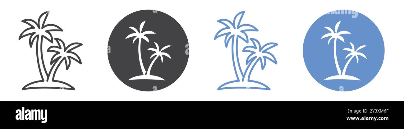 Palm tree icon Vector symbol or sign set collection in black and white ...