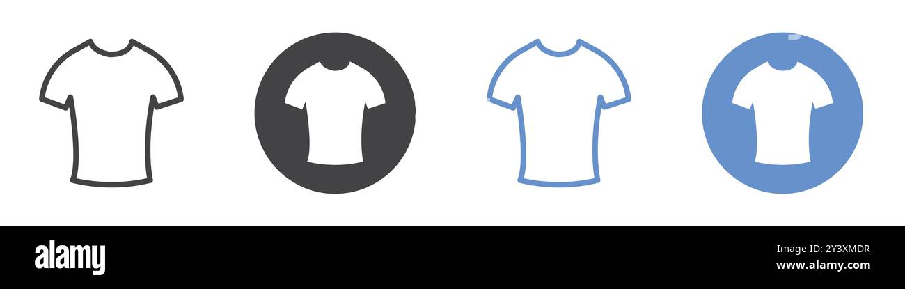 T shirt Icon Vector symbol or sign set collection in black and white ...