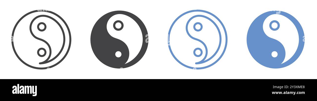 Yin yang icon Vector symbol or sign set collection in black and white ...
