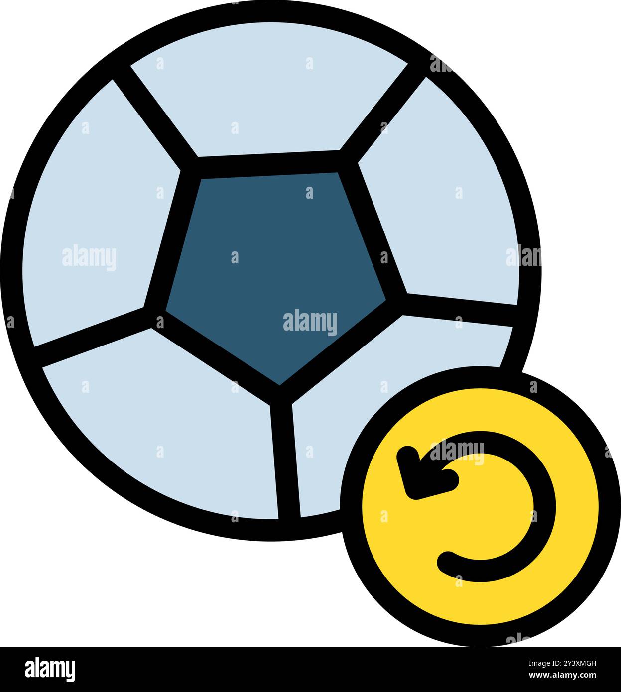 icon Flat soccer ball with loading sign or symbol.Football, sport, strategy. Editable file Stock Vector