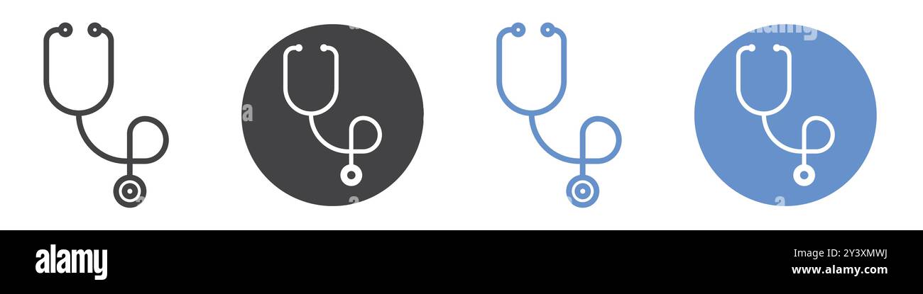 Stethoscope icon Vector symbol or sign set collection in black and ...