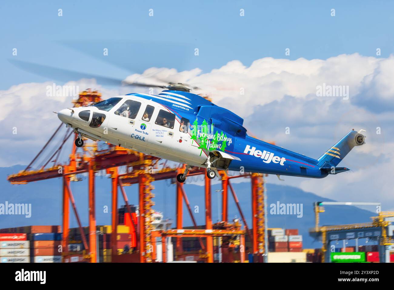 Helijet International Sikorsky S76 helicopter in the sky above