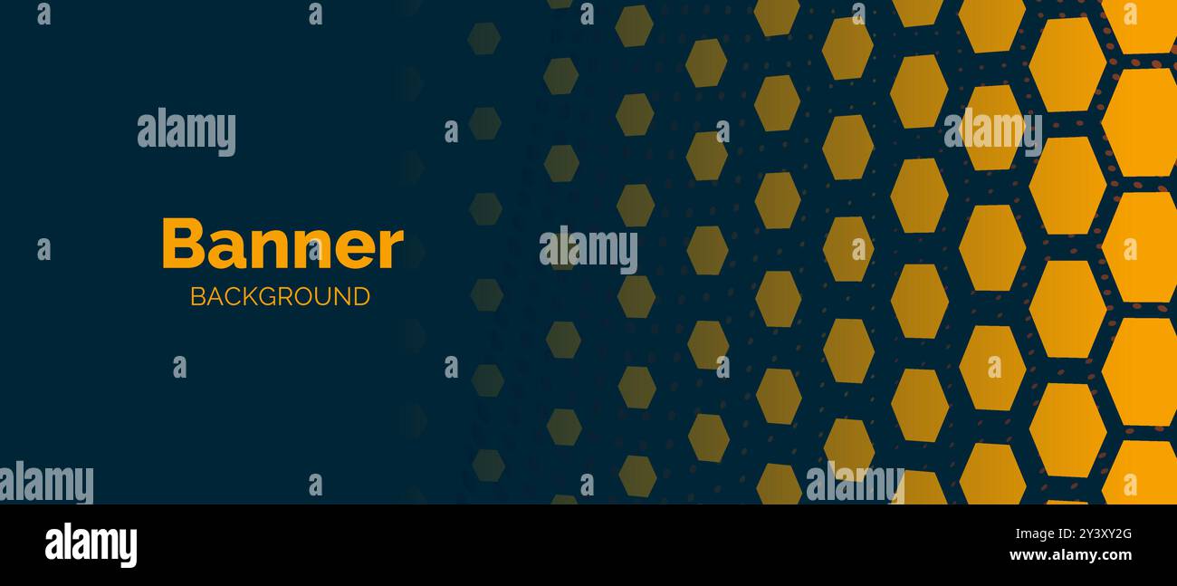 Blue Orange Simple Hexagon Background Banner Stock Vector