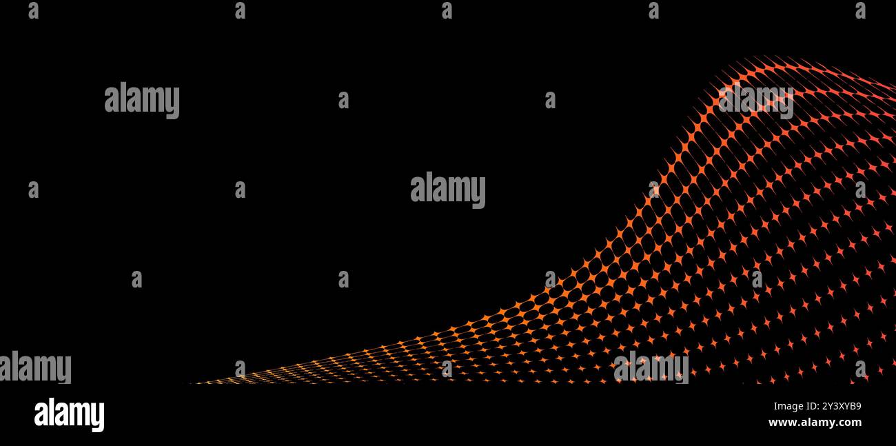 Orange Black Abstract Wave Swirl Banner Background Stock Vector