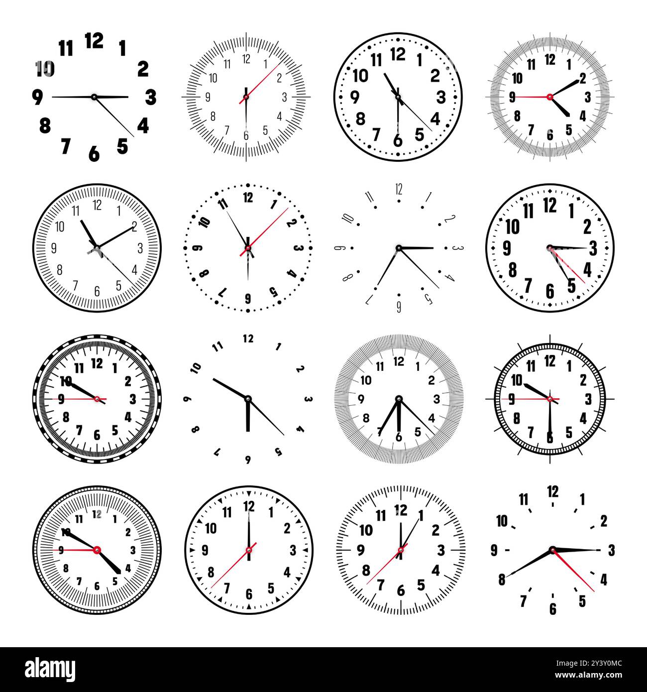 Mechanical clock faces with hands, bezel. Watch dial with minute, hour ...