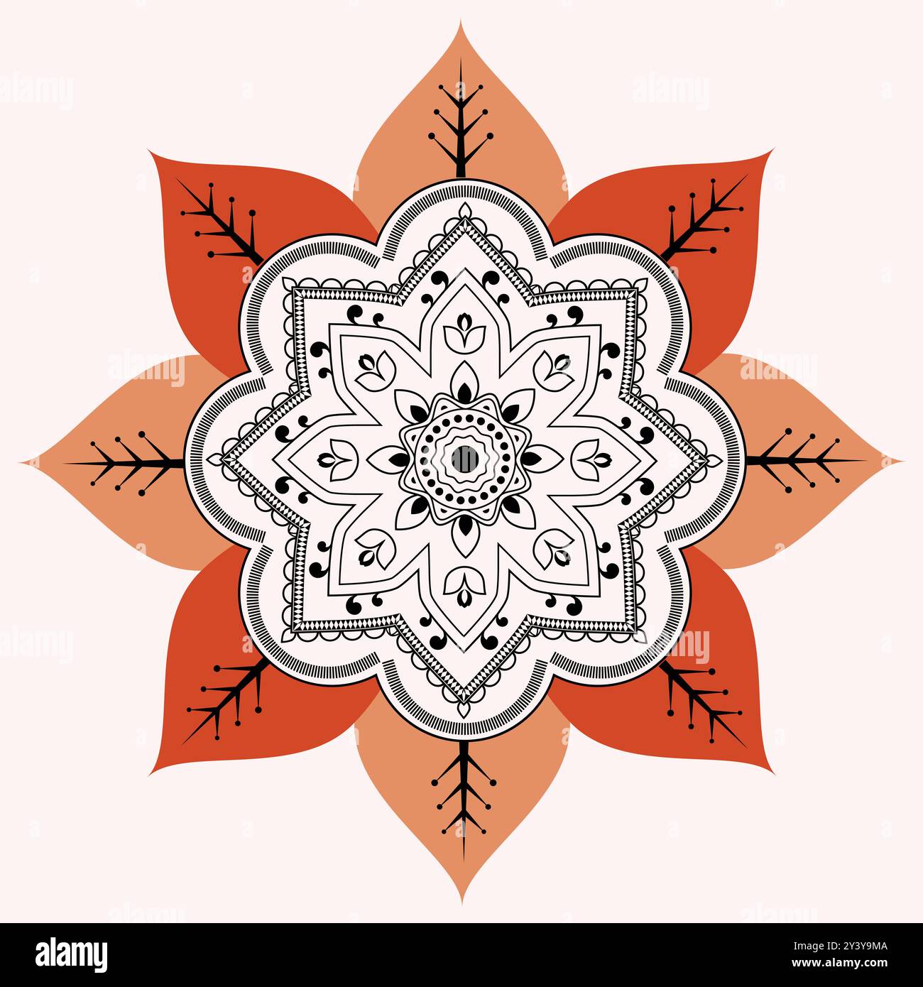 Retro Floral Mandala fabric background Stock Vector