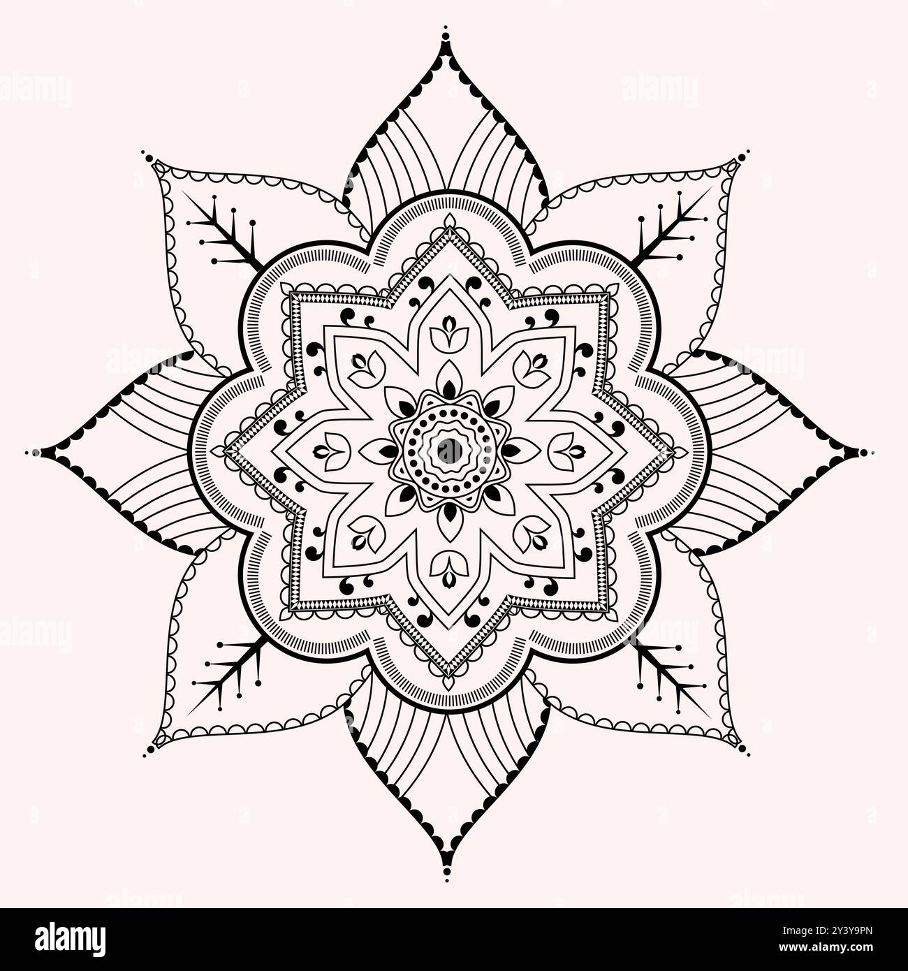 Retro Floral Mandala fabric background Stock Vector