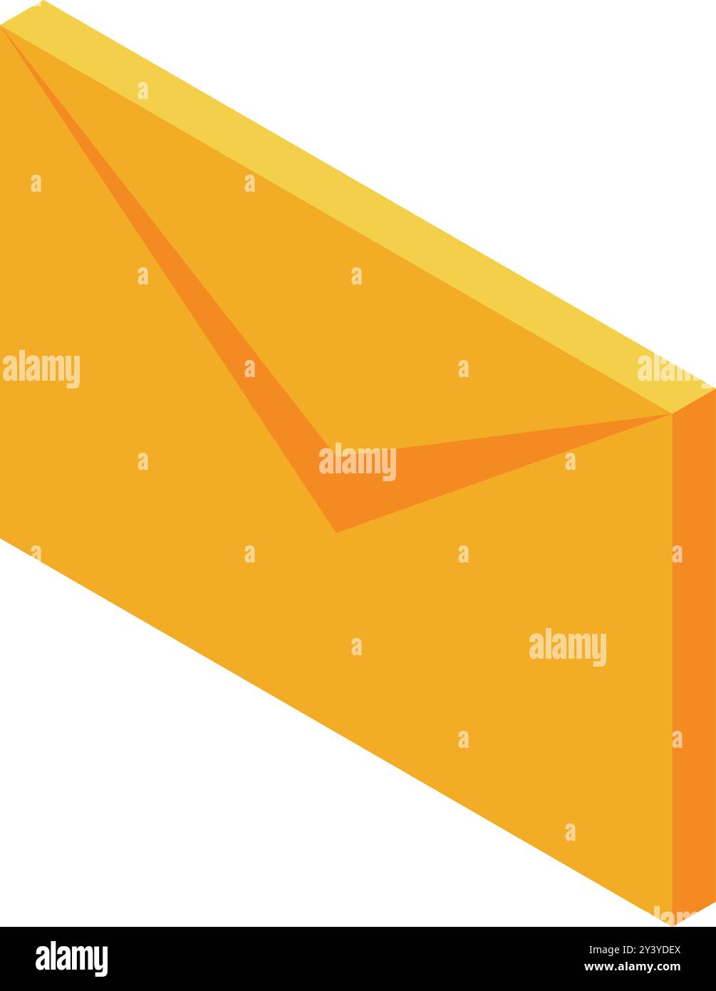 Yellow envelope isometric icon represents sending a letter or document Stock Vector