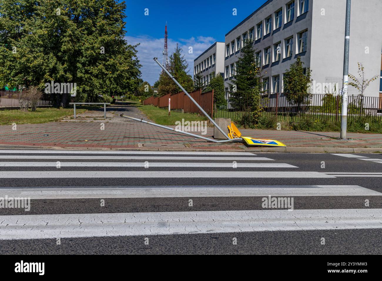 Road accident on the lanes next to a marked pedestrian crossing to ...