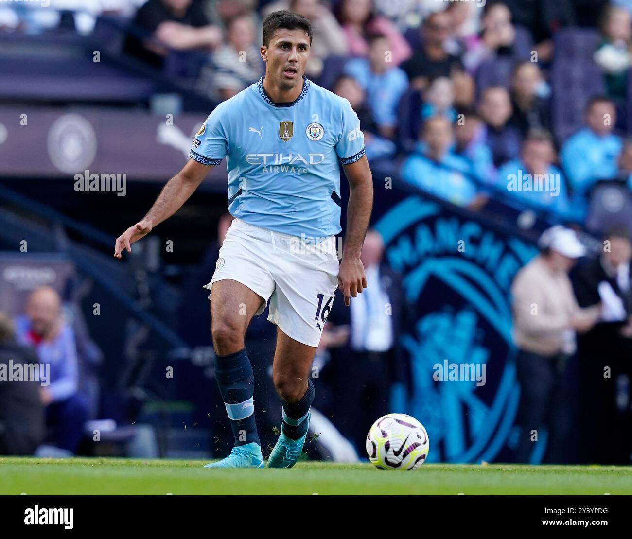 Manchester, UK. 14th Sep, 2024. Rodri of Manchester City during the Premier League match at the Etihad Stadium, Manchester. Picture credit should read: Andrew Yates/Sportimage Credit: Sportimage Ltd/Alamy Live News Stock Photo