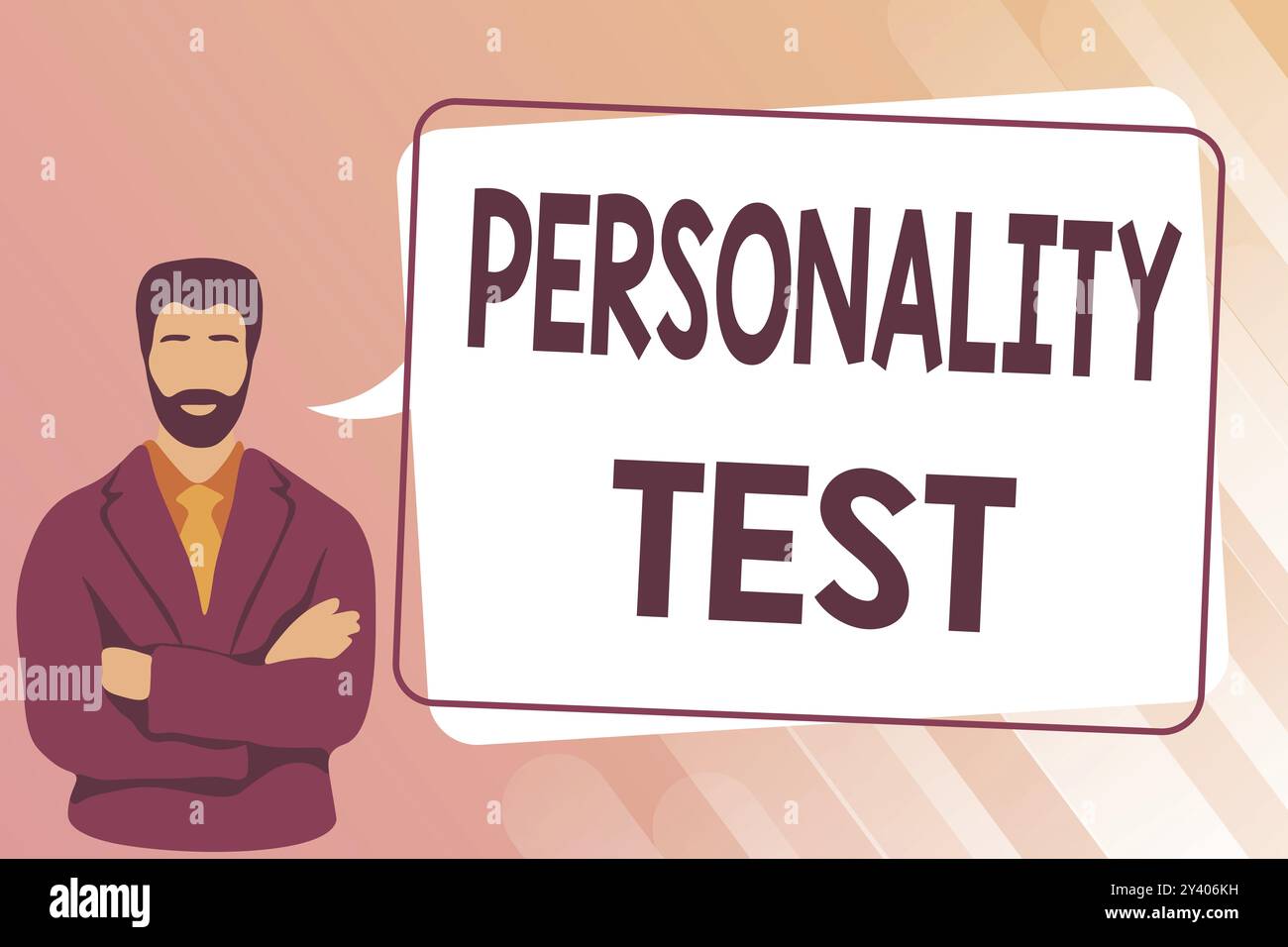 Sign displaying Personality Test, Conceptual photo A method of assessing human personality constructs Man Crossing Hands Illustration Standing With Sp Stock Photo