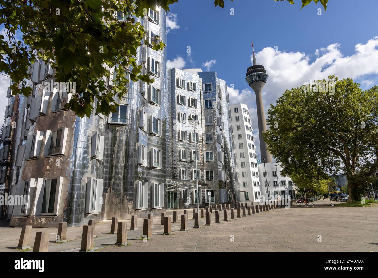 Düsseldorf , Germany -  August 25, 2024: Iconic landmark Rhine TV Tower - 240.5-metre-high concrete telecommunications tower in Düsseldorf Stock Photo