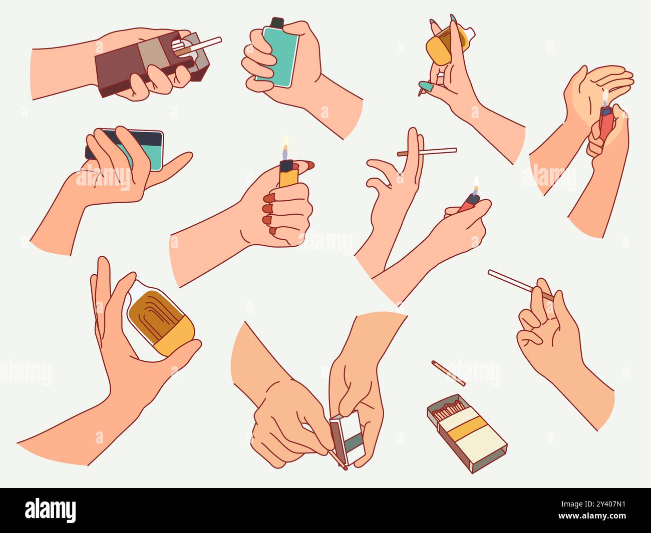 Lighting cigarette match hi-res stock photography and images