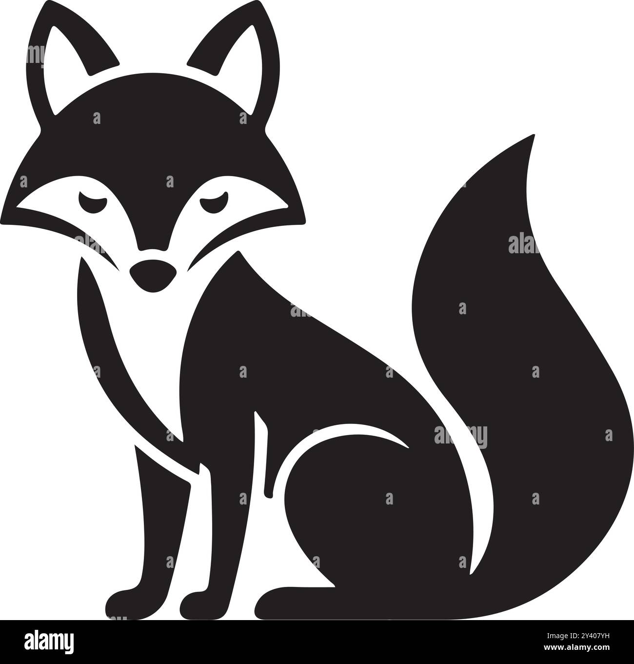 Sharp and Balanced Fox Silhouette for Logo Design, Fox Silhouette with Clean Lines for Logo and Branding Uses, fox icon, fox logo, fox tattoo Stock Vector