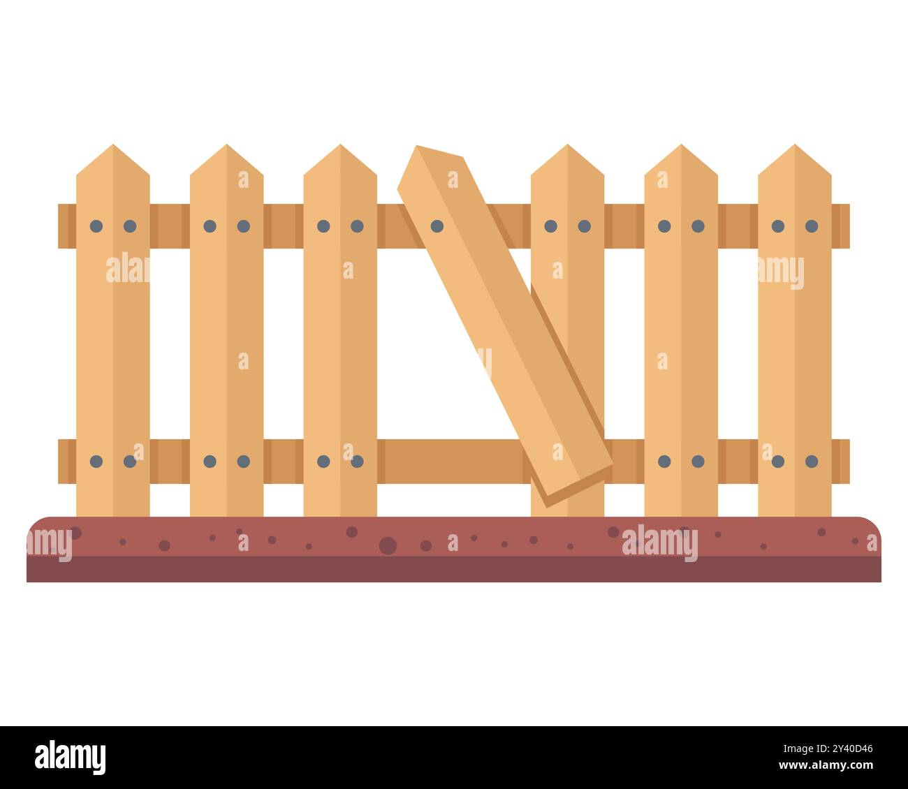 hole in a wooden fence. secret passage to a private plot Stock Vector