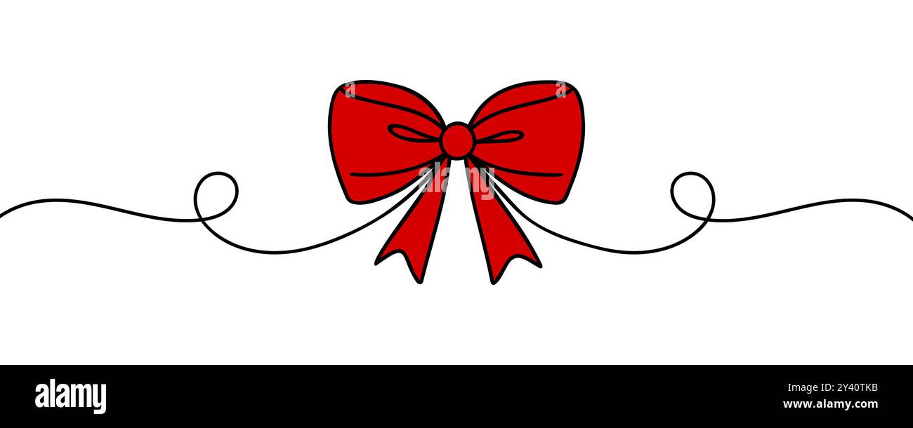 Continuous line drawing of decorative ribbon bow. Vector illustration ...