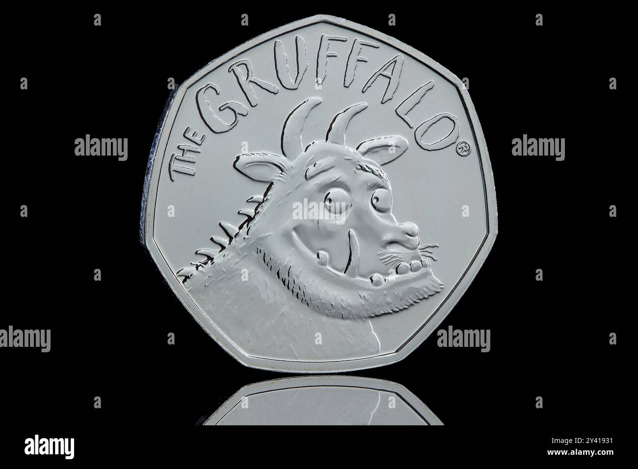 2019 50p coin to commemorate the 20th anniversary of The Gruffalo. Stock Photo