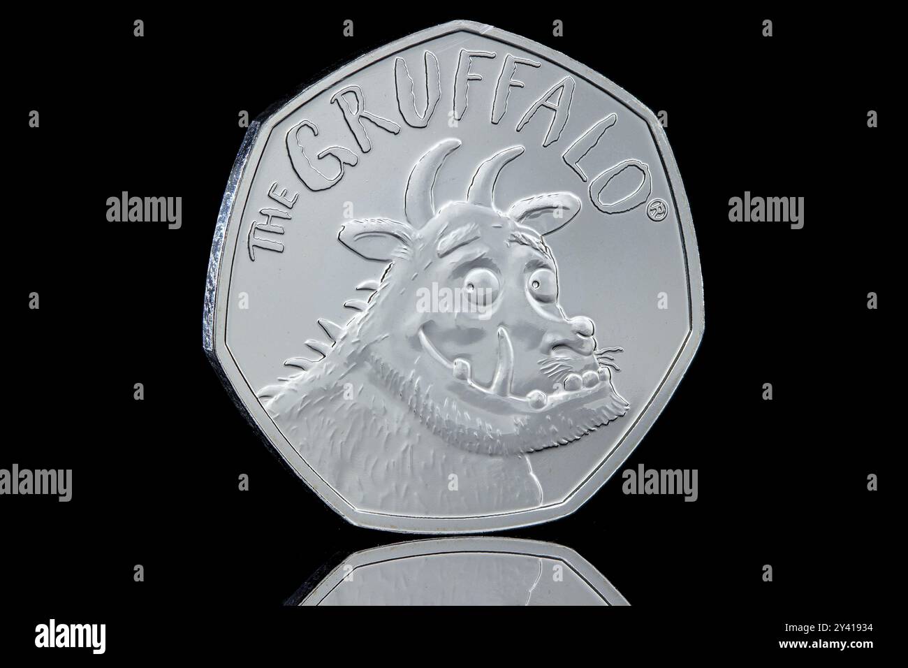 2019 50p coin to commemorate the 20th anniversary of The Gruffalo. Stock Photo