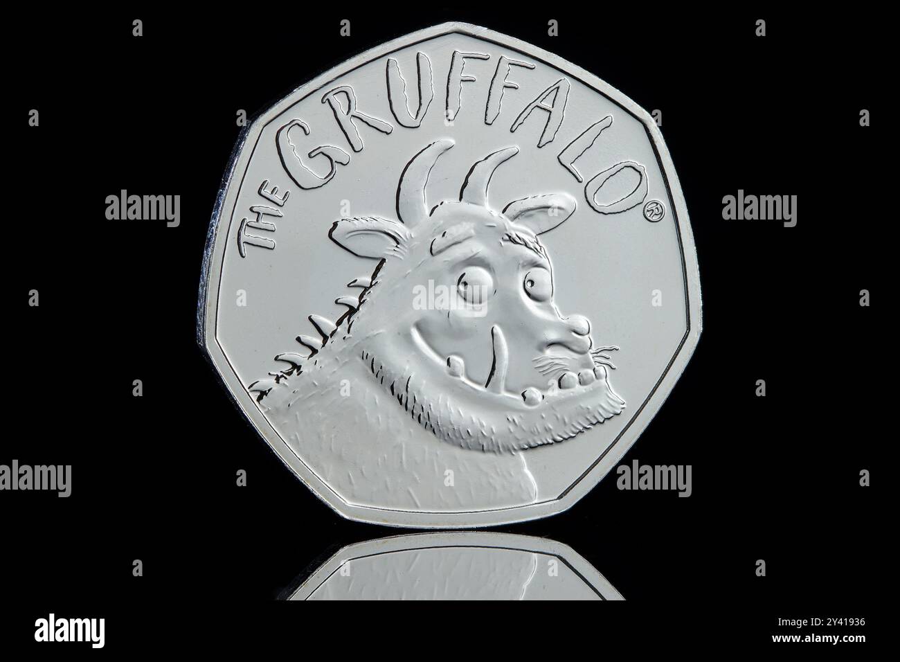2019 50p coin to commemorate the 20th anniversary of The Gruffalo. Stock Photo
