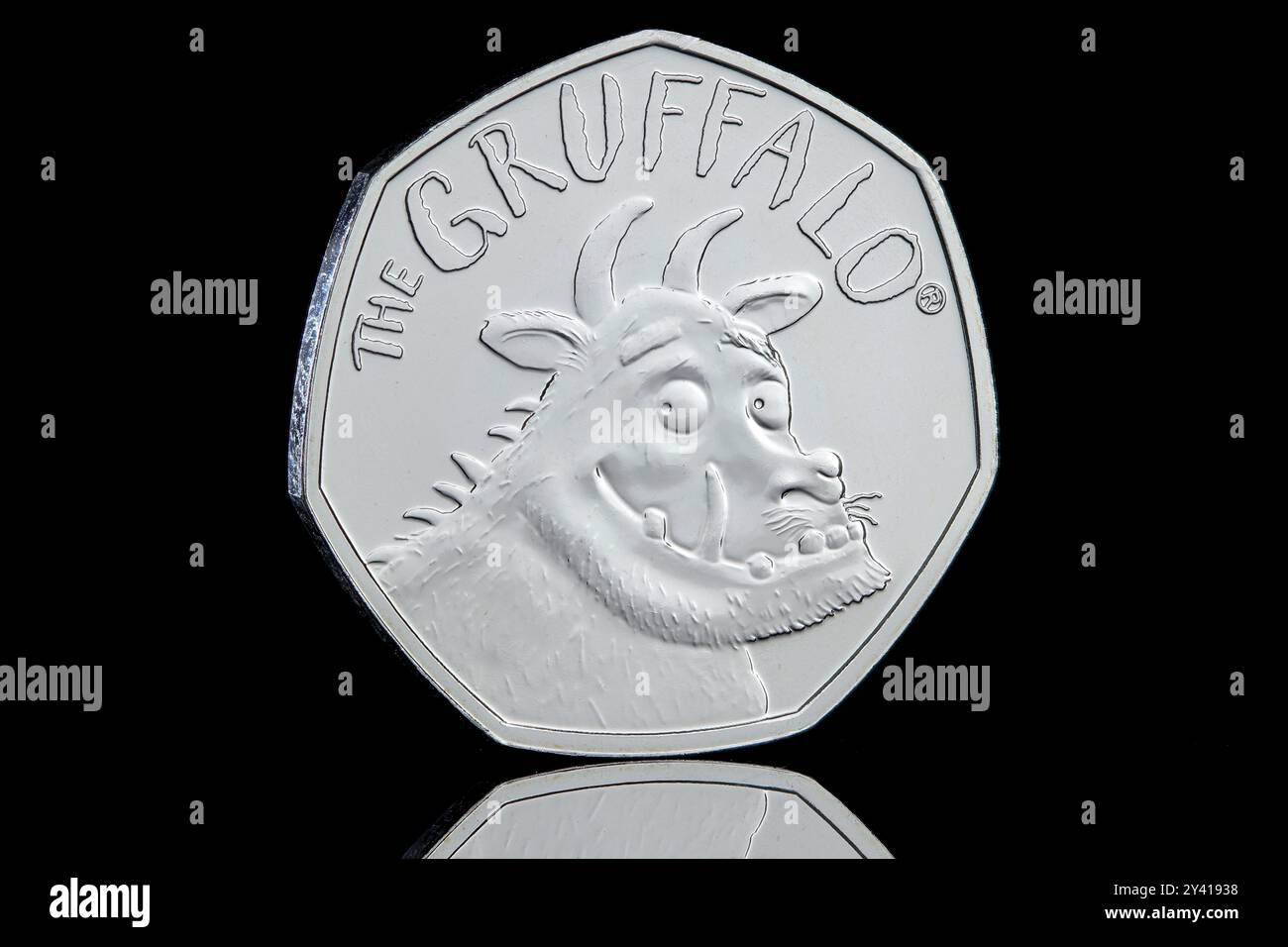 2019 50p coin to commemorate the 20th anniversary of The Gruffalo. Stock Photo