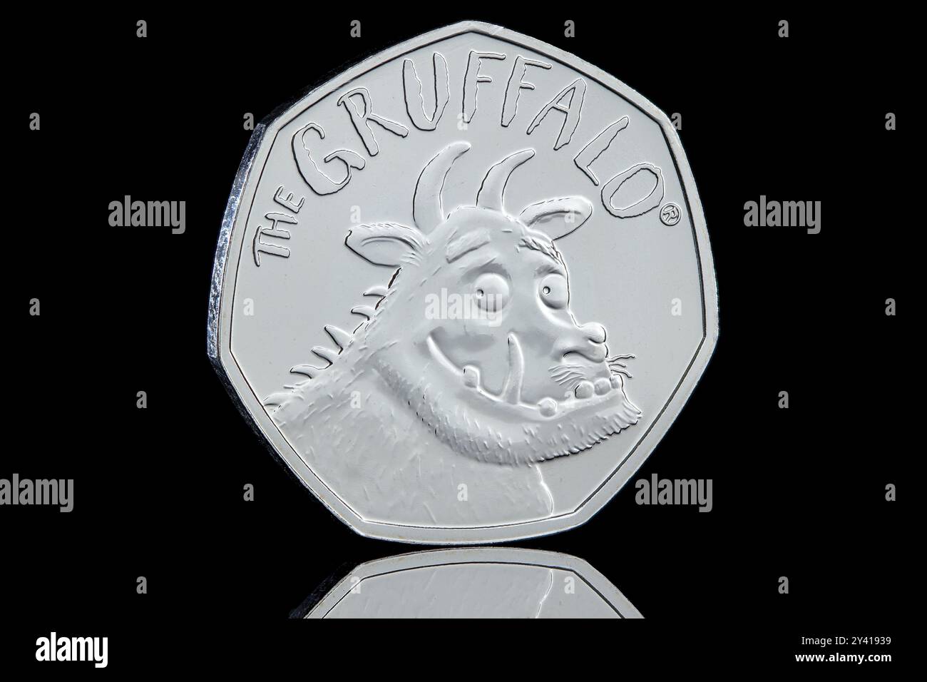 2019 50p coin to commemorate the 20th anniversary of The Gruffalo. Stock Photo